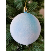 Новорічна куля "Оксамит" Ø100мм блакитна, ціна за набір 3шт